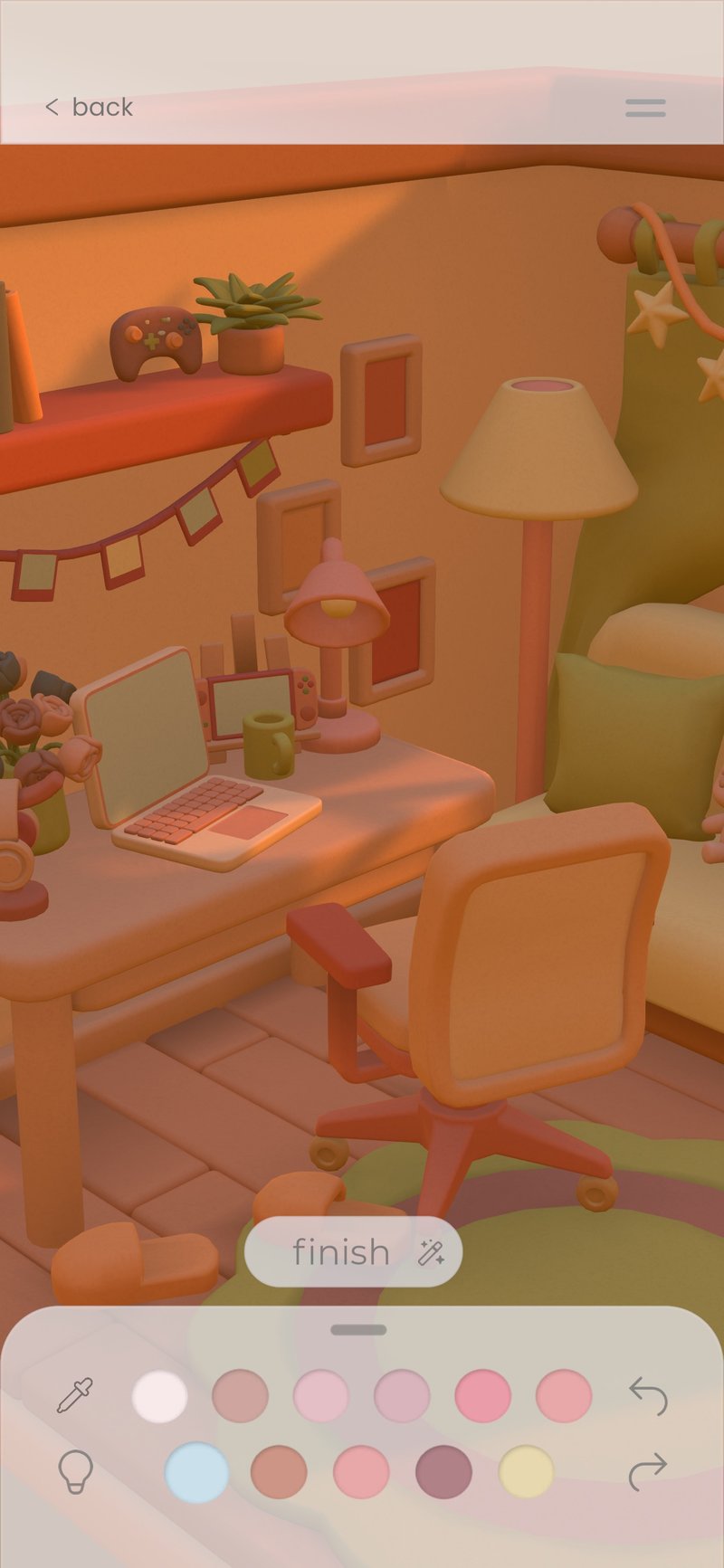 The same room at golden hour