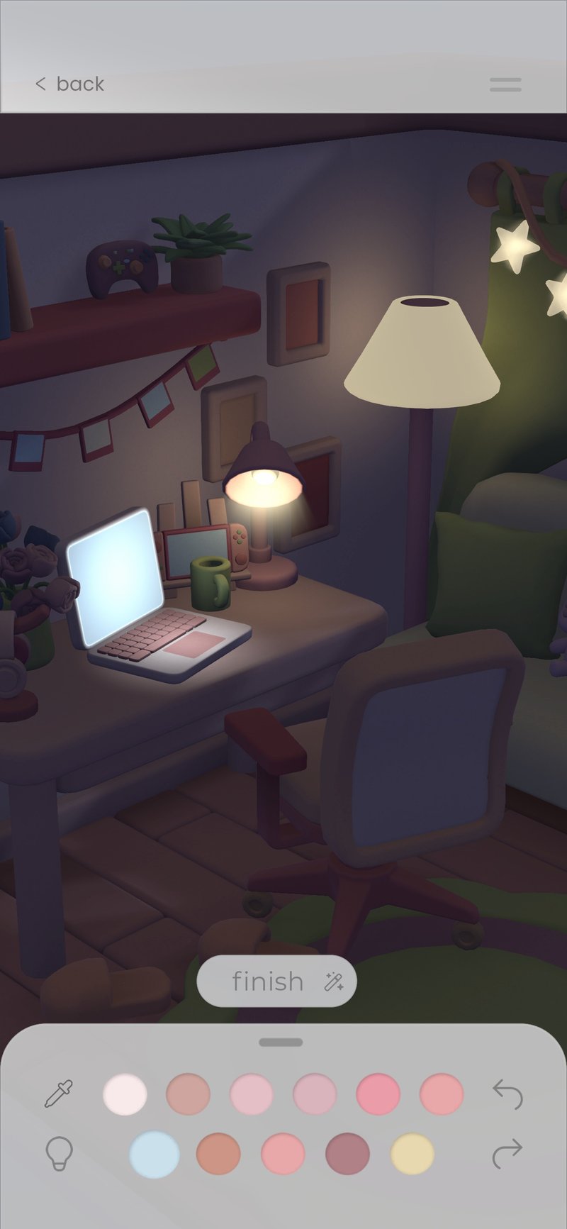The same room at night