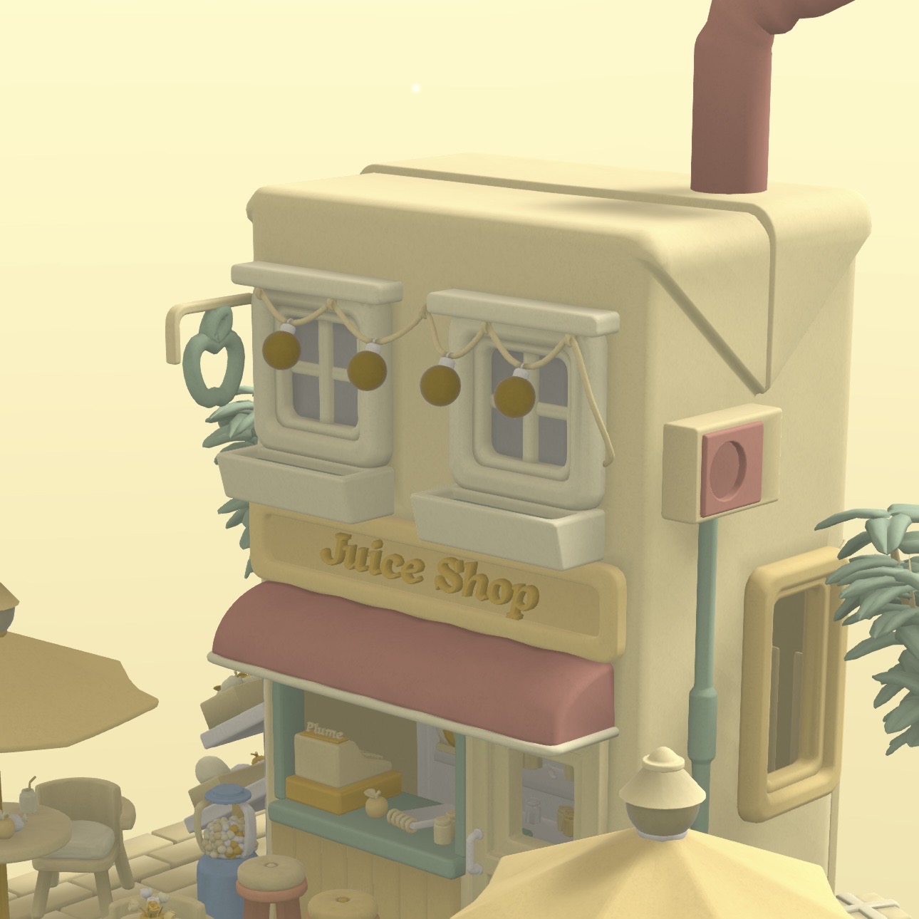 Sunny juice shop scene