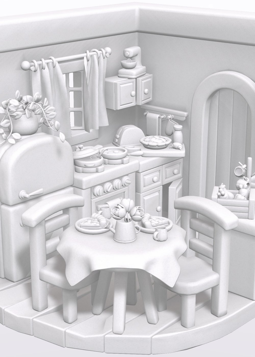 The same kitchen, blank